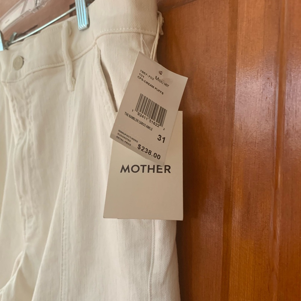 Mother NWT Cream Color Women’s Cargo Jeans Size 31 - Picture 4 of 12